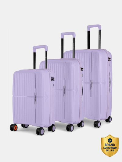 NASHER MILES Hard Body Set of 3 Luggage 8 Wheels - Springfield HardSide Polypropylene 3 Pastel Purple TrolleyBag(55,65&75cm) - Purple
